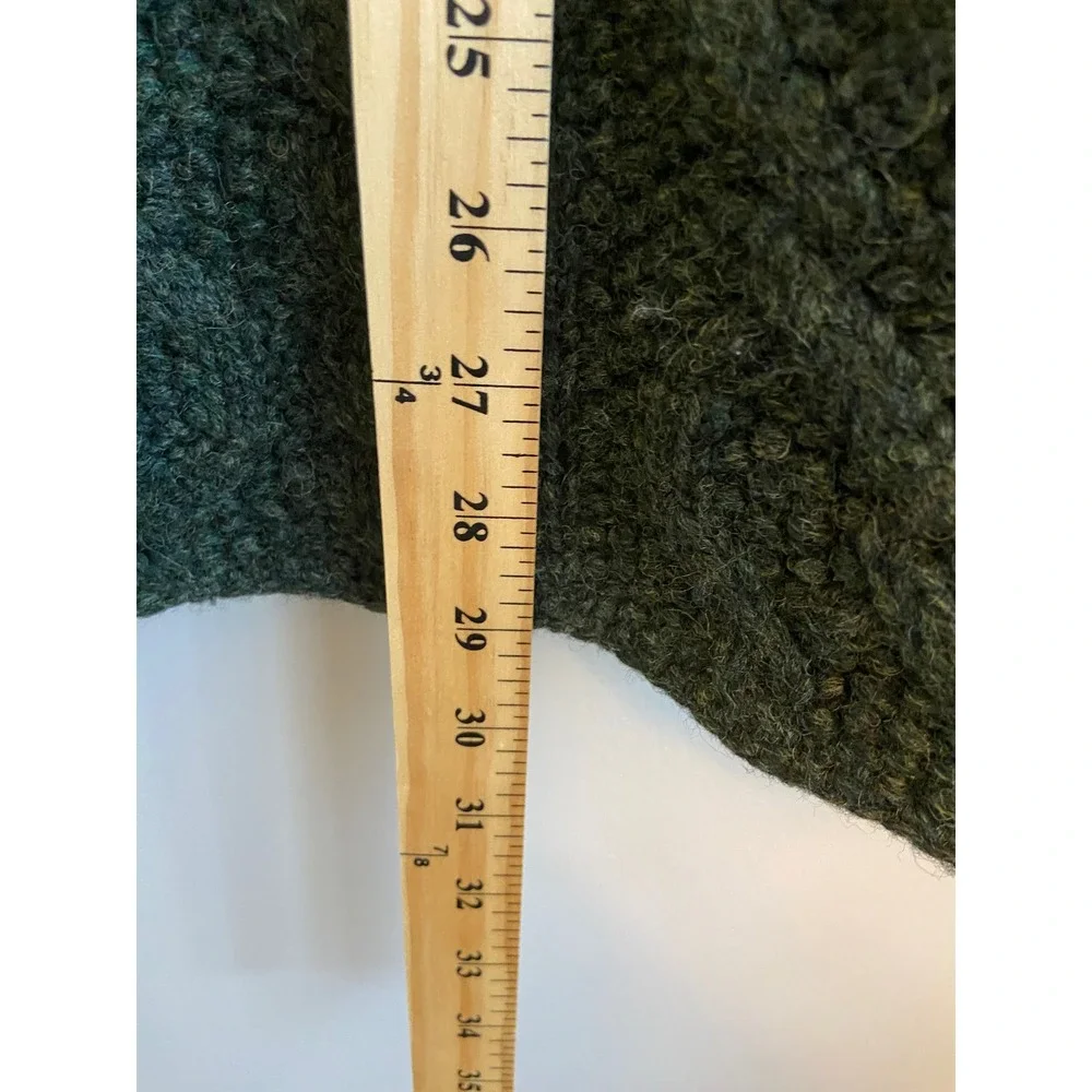 J.Crew Mens Hand Knit 100% Wool Cable Knit Sweater Forest Green Size M